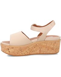 Fitflop - Ft6a20-065 Eloise Cork-wrap Leather Back-strap Wedge Sandals Stone Beige Us08.5 - Lyst