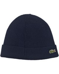 Lacoste - Rb3502 Wool Beanie Hat In Marine - Lyst