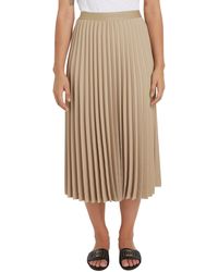 Tommy Hilfiger - Fluid Twill Geplooide Midi Rok Beige 36 - Lyst