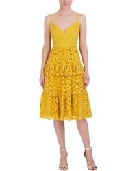 BCBGMAXAZRIA - V Neck Sleeveless Cotton Eyelet A Line Midi Dress - Lyst