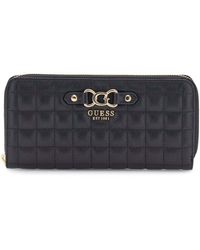 Porte-monnaie GUESS Gregoria - Grand Format Avec Fermeture Zip, Noir, Nombreux Compartiments
