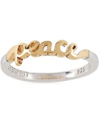 Esprit S.esrg91867a180 Ring 925 Sterling Silver Rhodium-plated Peace Message Size 57 - Metallic