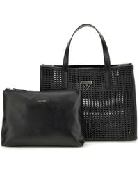 Guess - Handtas Schoudertas Brigitta 2 In 1 Tote Black Zwart - Lyst
