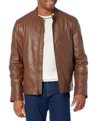 Cole Haan - Washed Leather Moto Jacket - Lyst