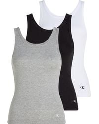 Calvin Klein - 3 Pack Scoop Neck Cotton Tank Tops - Lyst