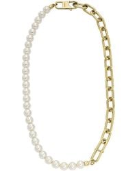 Fossil - Heritage Pearl D-link Stainless Steel Chain Necklace - Lyst
