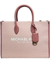 Michael Kors Mirella Large Signature MK Tote Bag Dark Powder Blush Pink