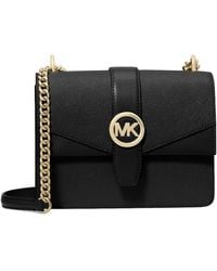 Michael Kors - Greenwich Small Saffiano Leather Crossbody Bag Black - Lyst