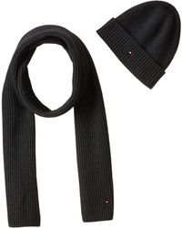 Tommy Hilfiger PIMA Cotton Scarf & Beanie GP Mütze & Schal Set - Blau