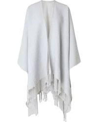 Liu Jo - LIU JO Poncho con logo e maxi frange Non definito 06188 GRIGIO GHIACCI - Lyst