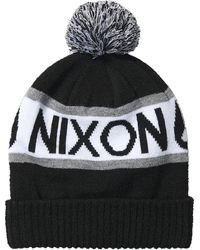 Nixon - Teamster R Black White Beanie Beany Wool Hat S - Lyst
