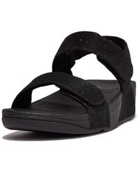 Fitflop - Lulu Shimmerlux Ladies Adjustable Back-strap Sandals Ladies All Black - Lyst