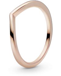 PANDORA - Polished Wishbone 14k Rose Gold-plated Ring - Lyst