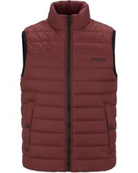 HUGO - Water-repellent Padded Gilet With Contrast Logo - Lyst