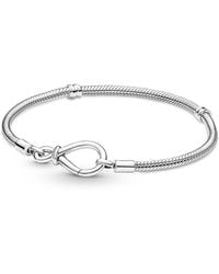 PANDORA - Moments Infinity Knot Snake Chain Bracelet - Lyst