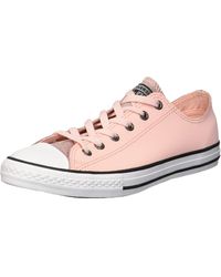 Converse - Youth Ctas Ox Leather Storm Pink Black White Trainers 4 Uk - Lyst