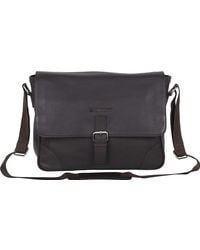 Ben Sherman Faux Leather Flapover 15 Laptop /& Tablet Casual Messenger Bag Laptop Black