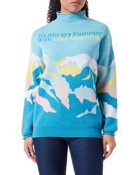 Love Moschino - Long-Sleeved Turtleneck with Mountains Jacquard Intarsia Pullover Sweater - Lyst