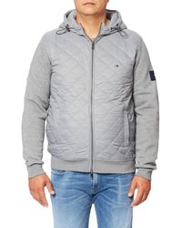 Tommy Hilfiger Cotton Mens Mixed Media Hooded Zip in Blue for Men | Lyst UK