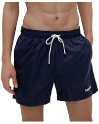 HUGO - S Haiti Contrast-logo Swim Shorts In Recycled Material Blue - Lyst