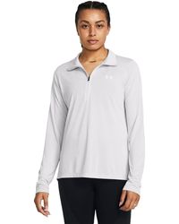 Under Armour - Damesshirt Tech Twist Met Korte Rits Halo Grijs Wit - Lyst