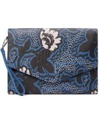 Ted Baker - Denecon Grahpic Floral Pouch Clutch Bag With Detachable Wristlet In Dark Blue - Lyst