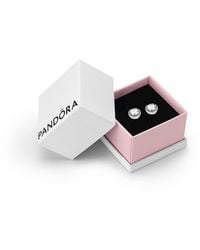 PANDORA - Timeless Sterling Silver Round Sparkle Clear Cubic Zirconia Stud Earrings - Lyst