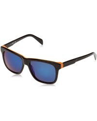 DIESEL 0136 Black Dotted / Orange Frame/blue Mirror Lens Plastic Sunglasses