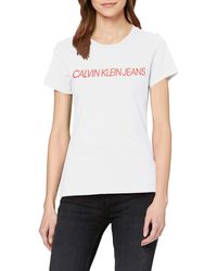 Calvin Klein Institutional Logo Slim Fit Tee T-Shirt - Bianco