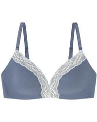 Women'secret - Sujetador Triangular Acolchado Cotton Collection 1 Charming Encaje Azul Claro - Lyst
