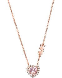 Michael Kors - Premium Necklace Rose Gold Tone Silver With Crystal For Mkc1520a2791 - Lyst