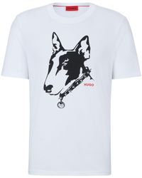 HUGO - Cotton-jersey T-shirt With Dog Artwork - Lyst