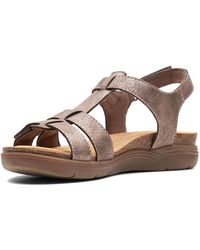 Clarks - April Cove Textile Sandals In Bronze Metallic Wide Fit Size 6 - Lyst