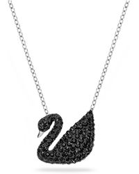 Swarovski - Colgante Iconic Swan, baño en Tono Oro Rosa, Cristal Negro, para Mujer - Lyst