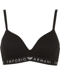 Emporio Armani - Iconic Logoband Padded Triangle Bra - Lyst