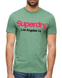 Superdry - Klassisches Core T-Shirt mit Logo und Waschung Leuchtend Grün Gesprenkelt XXXL - Lyst