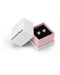 PANDORA - Timeless 14k Rose Gold-plated Sparkling Elevated Heart Stud Earrings - Lyst