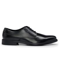 HUGO - S Kerr Derb Derby Shoes In Nappa Leather With Embossed Logo Size 6 Black - Lyst