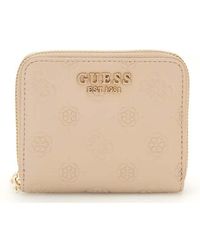 Guess - Phoebe Slg Small Zip Around Wallet S Simply Taupe Logo - Lyst