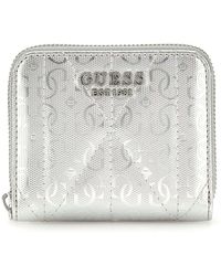 Guess - Aldina SLG Small Zip Around Wallet Silver - Lyst