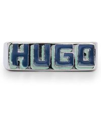HUGO - S E-painted-rin Steel Ring With Seasonal Logo - Lyst