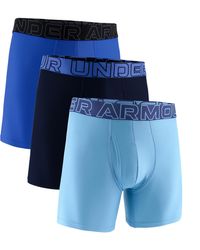 Under Armour - Ua Performance Tech-solid 6 In 3pk,blue Smoke Boxer Briefs - Lyst