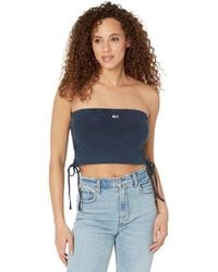 Tommy Hilfiger - Crop Top Ribbed Strapless Bandeau - Lyst