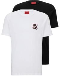 HUGO - Two-pack Of T-shirts In Cotton With Stacked Logos - Lyst
