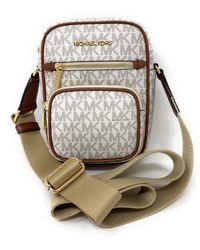 Michael Kors - Jet Set Medium Signature Logo Crossbody Bag Vanila - Lyst