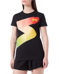 Love Moschino - Slim Fit T-shirt In Cotton Jersey Withmulticolor Hearts Trail Print - Lyst