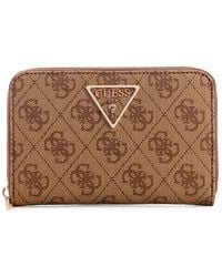 Guess - Laurel SLG Medium Zip Around Wallet Latte Logo - Lyst