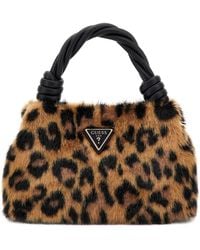 Guess - Sac à épaule bandoulière sac à main Shaida Top Handle Crossbody Bag Leopard marron clair - Lyst