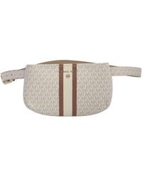 Michael Kors - 556203c Off White Light Brown With Gold Hardware Logo Design Leather Waist Pack - Lyst