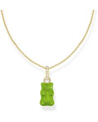 Thomas Sabo - Collana con ciondolo a forma di orso d'oro verde e pietre dorate - Lyst